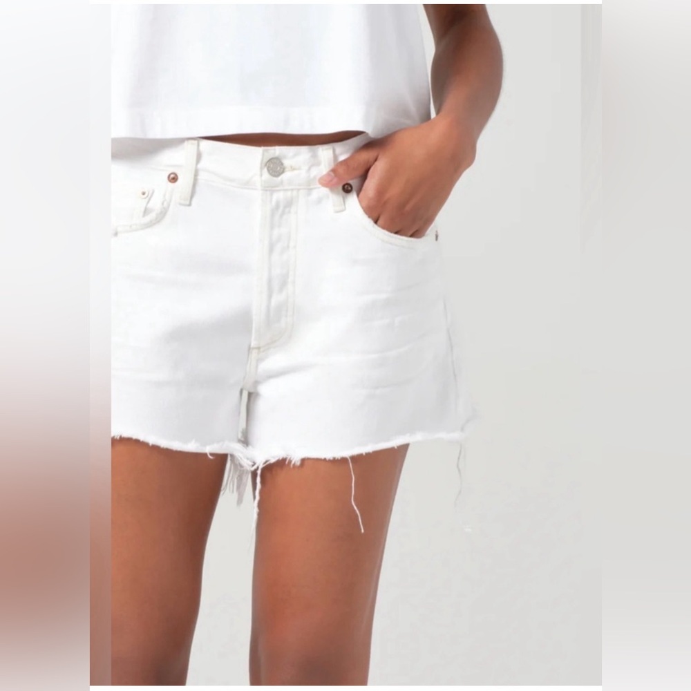 AGOLDE White Parker Long Jean Shorts Size 31
